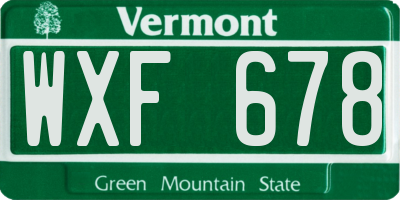 VT license plate WXF678