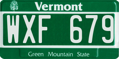 VT license plate WXF679
