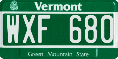 VT license plate WXF680
