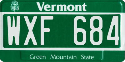 VT license plate WXF684