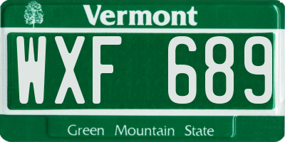 VT license plate WXF689