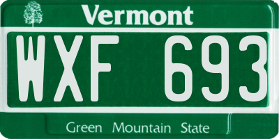 VT license plate WXF693