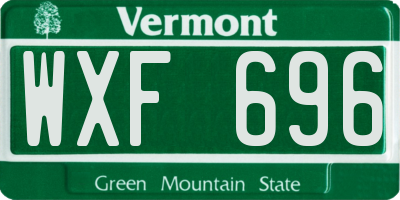 VT license plate WXF696