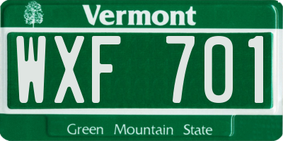 VT license plate WXF701