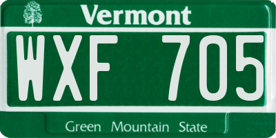 VT license plate WXF705