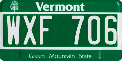 VT license plate WXF706