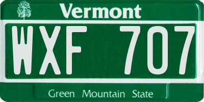VT license plate WXF707