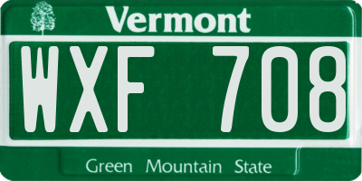 VT license plate WXF708