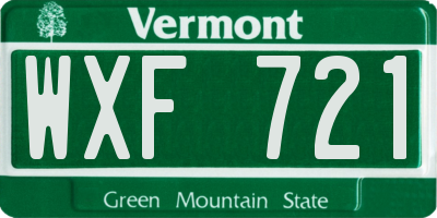 VT license plate WXF721