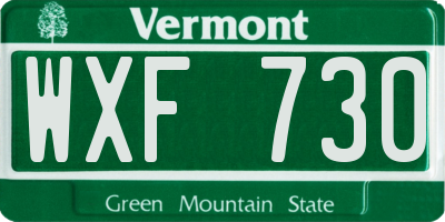 VT license plate WXF730