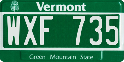 VT license plate WXF735