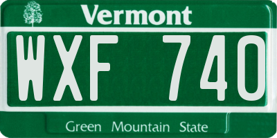 VT license plate WXF740