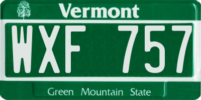 VT license plate WXF757