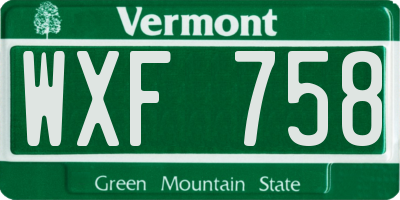 VT license plate WXF758