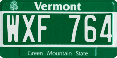 VT license plate WXF764