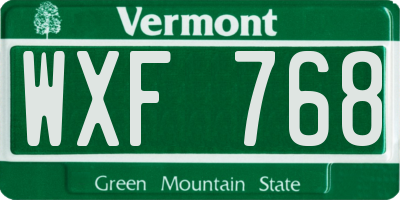 VT license plate WXF768