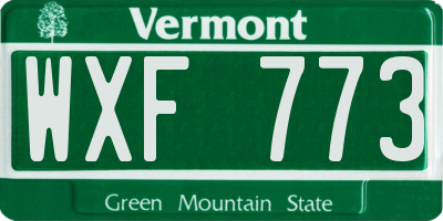 VT license plate WXF773