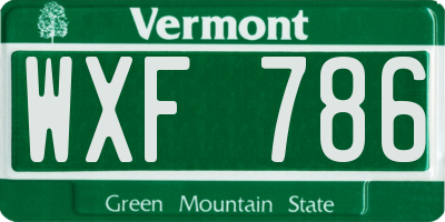 VT license plate WXF786