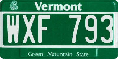 VT license plate WXF793