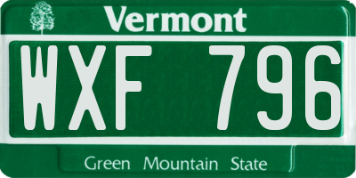 VT license plate WXF796