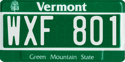 VT license plate WXF801