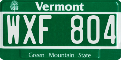 VT license plate WXF804