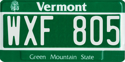 VT license plate WXF805
