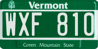 VT license plate WXF810
