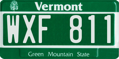VT license plate WXF811
