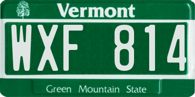 VT license plate WXF814