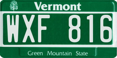 VT license plate WXF816