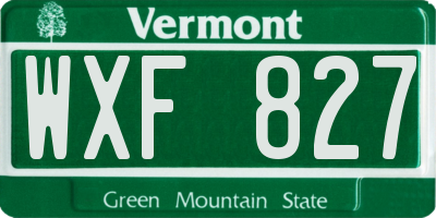 VT license plate WXF827
