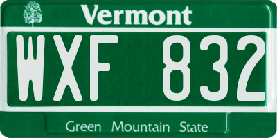VT license plate WXF832