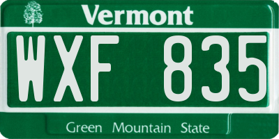 VT license plate WXF835