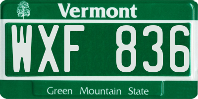 VT license plate WXF836