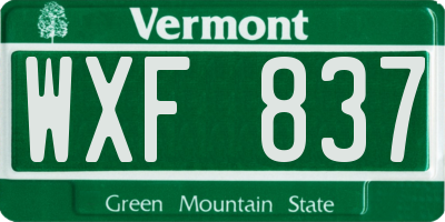 VT license plate WXF837