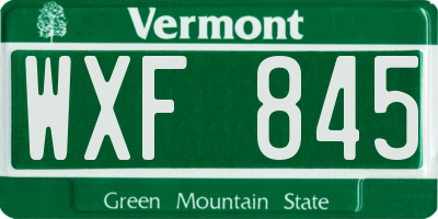 VT license plate WXF845