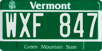 VT license plate WXF847
