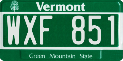VT license plate WXF851