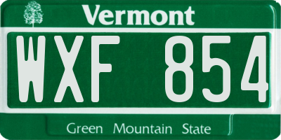 VT license plate WXF854