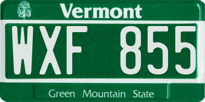 VT license plate WXF855