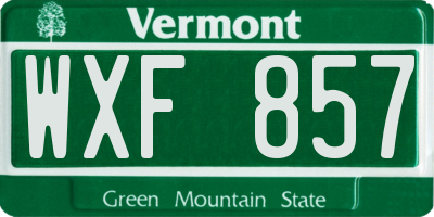 VT license plate WXF857