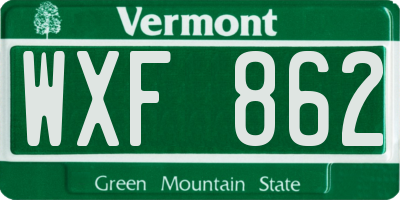 VT license plate WXF862