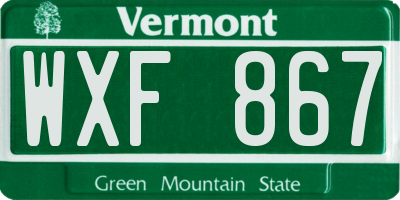 VT license plate WXF867