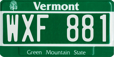 VT license plate WXF881