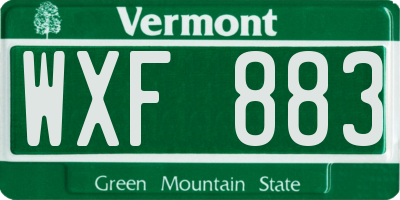 VT license plate WXF883
