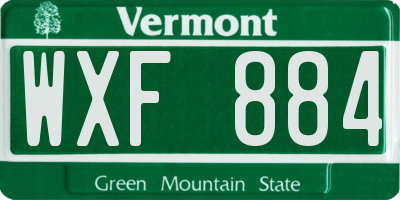 VT license plate WXF884