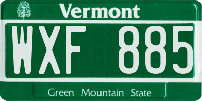 VT license plate WXF885