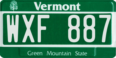 VT license plate WXF887