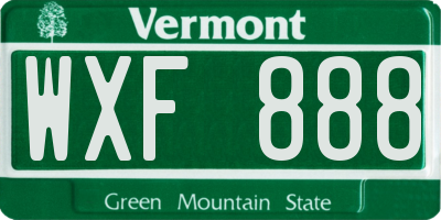 VT license plate WXF888